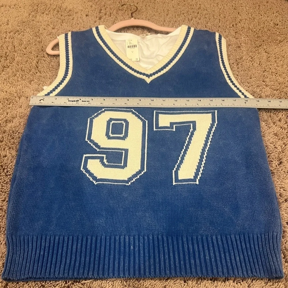 NWT new small Anthropologie pilcro sporty sleeveless twofer sweater jersey blue